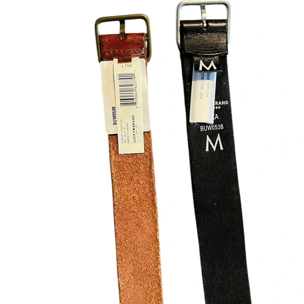 LUCKY BRAND Men's Genuine Leather Black Belt and Brown Belt‎ Lot of 2